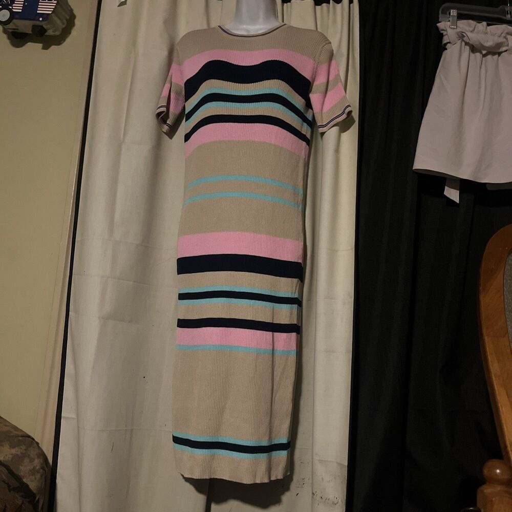 Roolee Women's Striped Short Sleeve Sweater Dress Size Medium